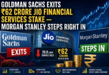 Goldman Sachs Exits ₹62 Crore Jio Financial Services Stake — Morgan Stanley Steps Right In Goldman Sachs sells Jio Financial Services shares worth Rs 62 crore in BSE block deal