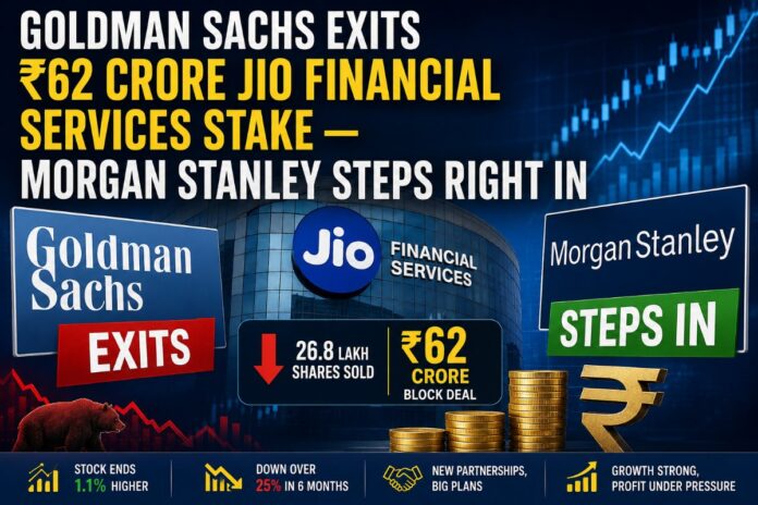 Goldman Sachs sells Jio Financial Services shares worth Rs 62 crore in BSE block deal