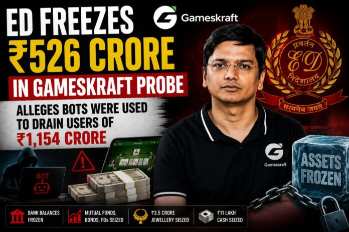 ED freezes Rs 526 crore Gameskraft assets in money laundering probe bot manipulation allegations